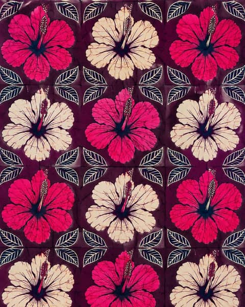 Hibiscus Grid Fabric
