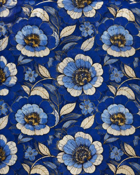 Sapphire Bloom Fabric